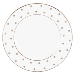 kate spade new york Larabee Road Platinum Bone China 20cm Salad Plate, Silver/ White